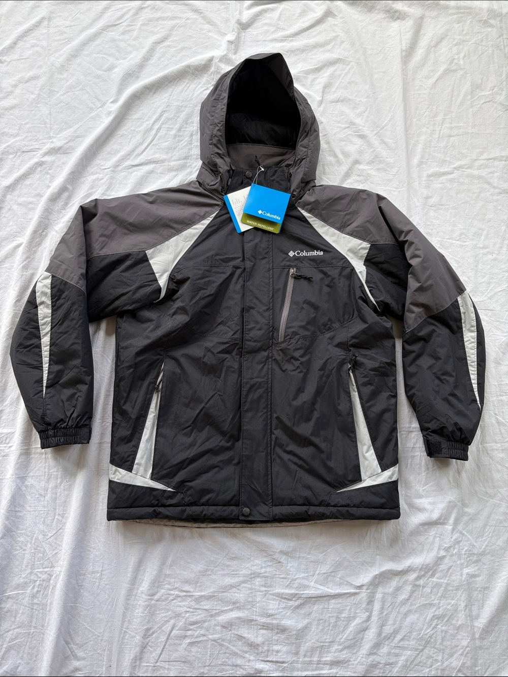 NWT - Columbia Ice Drifter Parka Hooded Ski Jacket Black & Gray Mens Medium